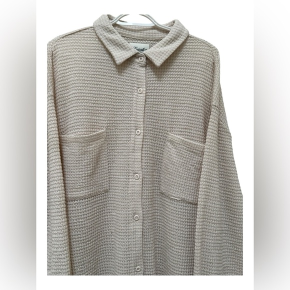 ✨ NWT Kuwalla Tee Waffle knit oversized button shirt XL - Picture 4 of 16